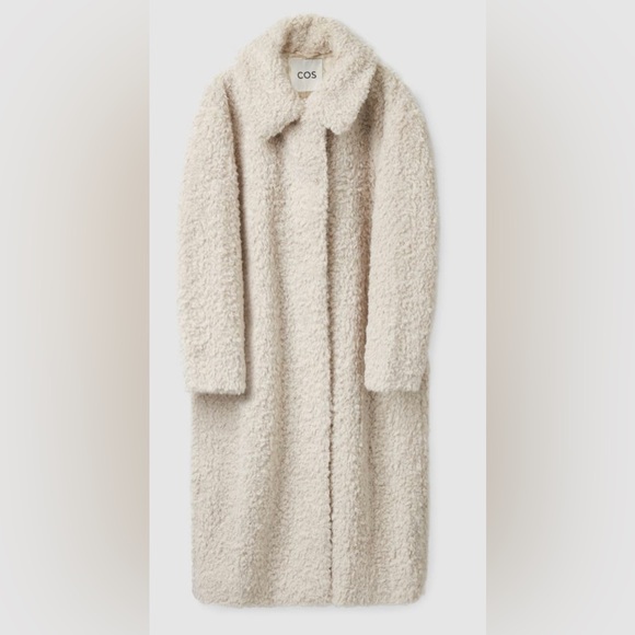 New COS Fuzzy Faux Fur Teddy Fleece Coat Size 8, Cream - Picture 2 of 10